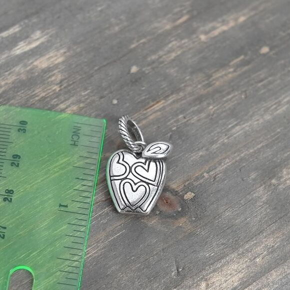 Brighton Red Apple Dangle Charm Enamel Finish Reversible Dangle Silver Plate - Picture 4 of 4